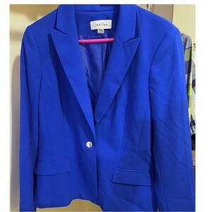 Calvin Klein Notch Lapel Long Sleeve One Button Jacket - Size 14